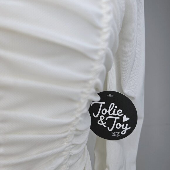 NWT Jolie & Joy Off White Mesh Ruching Long Sleeve Corset Square Neck  Y2K - Picture 5 of 10